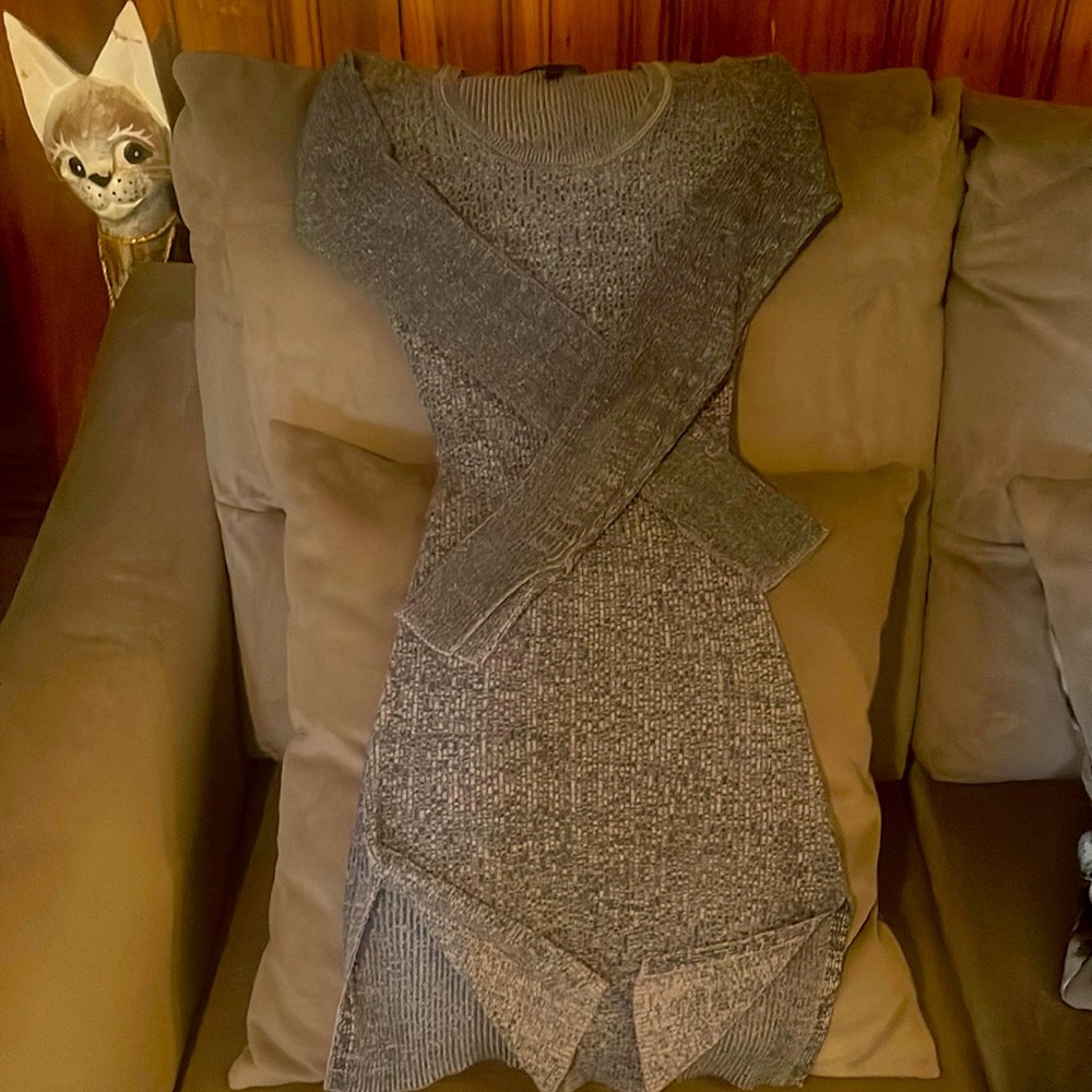 Gently used gray long sleeve short dress, Any occasion,size large